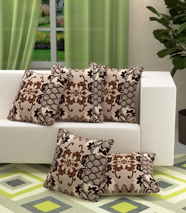 Buy Chenille Cushion Covers Set Of 5