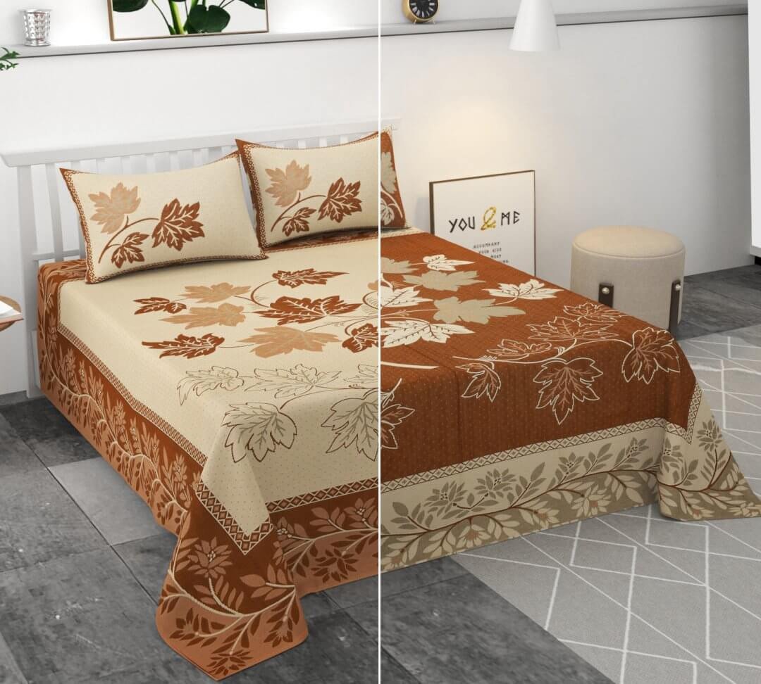 Buy Reversible Thick Cotton Bedsheets With 2 Pillow Covers