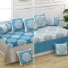 Kritarth Handicrafts 250 TC Pure Cotton Reversible Pattern Diwan Set of 8 with 1 Bed Sheet,5 Pieces Cushion Covers, and Combo of 2 Bolster Cover for Your Living Room.Best for Diwali Gift